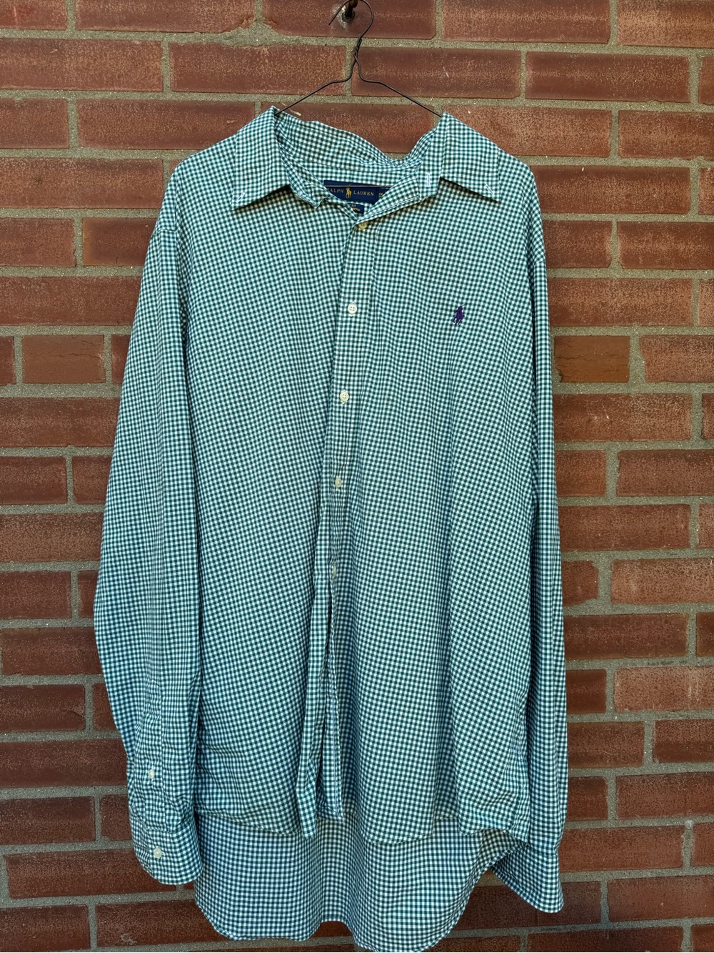 Ralph Lauren Classic Fit Green Gingham Button Down Shirt XXL